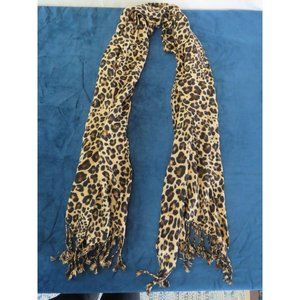 Scarf Fringed Cheetah Animal Print Brown Black Win